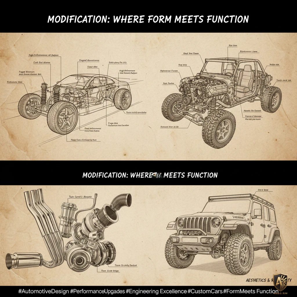 Engineering blueprints and technical drawings of AegisRim custom forged wheels showing suspension geometry and design specifications