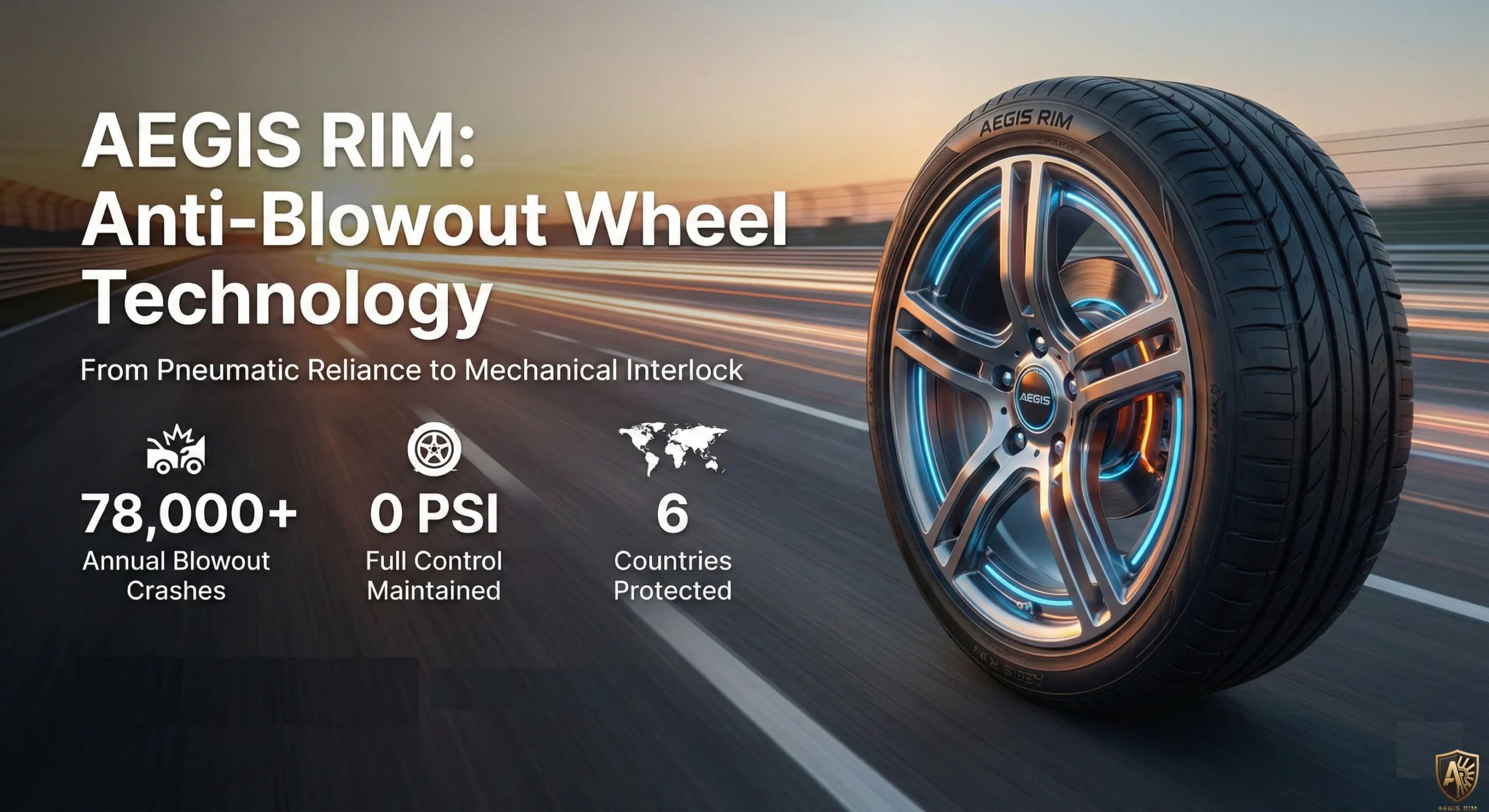 Anti-Blowout Wheel Technology - Cross-section showing GripSafe mechanical bead lock engagement preventing tire separation