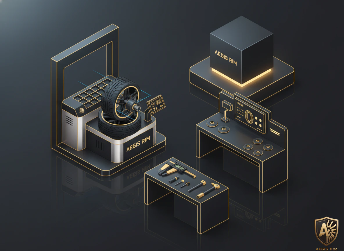 AEGIS RIM complete wheel service workflow including dynamic balancing TPMS integration fitment consultation and pre-shipment inspection