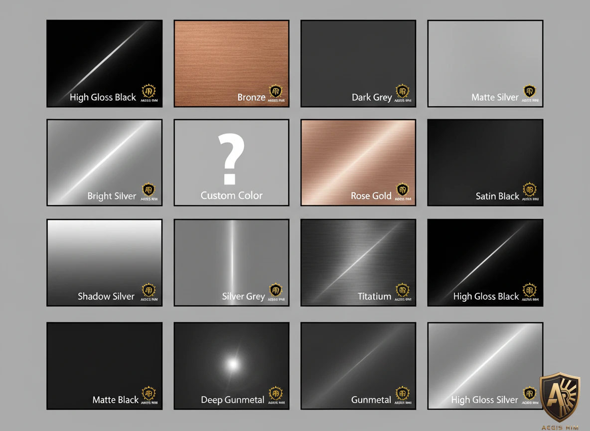 AEGIS RIM Standard Color Palette - High Gloss Black, Matte Black, Satin Black, Gunmetal, Silver, Bronze, Rose Gold