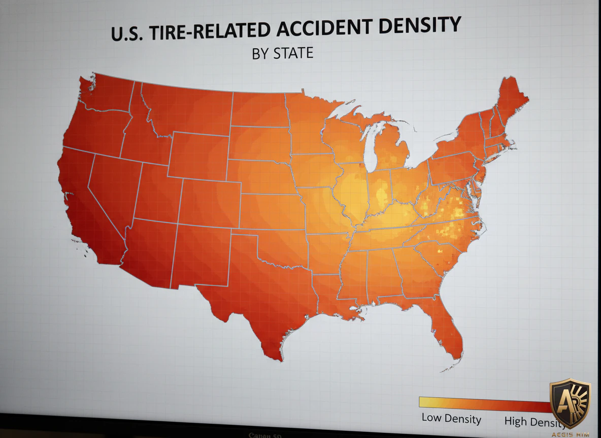 US map showing regional tire safety data