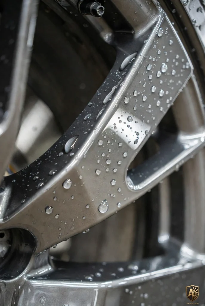 Emphasis is placed on hydrophobicity (repelling water/dirt), high gloss, and aesthetic appeal (exceptional gloss and depth of color).