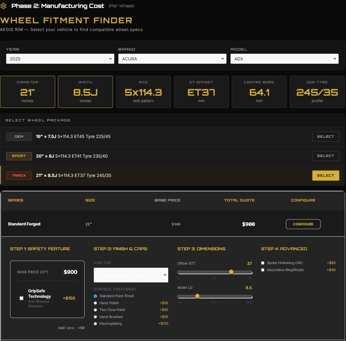 AEGIS RIM Bespoke Pricing Tool - Transparent Cost Breakdown Calculator