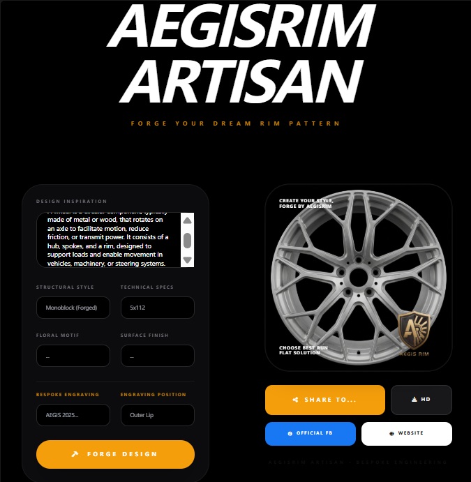 AEGIS RIM Wheel Design Tools - AI Assistant and Fitment Finder